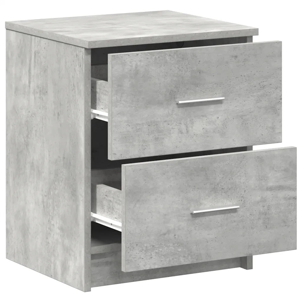 Comodini 2 pz con 2 Cassetti Grigio Cemento 40x36x50 cm 858792