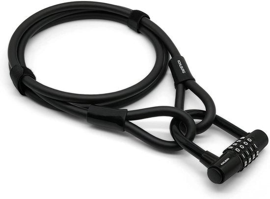 Cavo da cassetta 2 Metri Lungo - Con combinazione numerica - 200 cm serratura numerica - Cassetta in acciaio per cavo - 2 m con connettori a clip, cavo in acciaio 200 cm con codice numerico - Per bicicletta, arredamento esterno e serratura per bicicletta