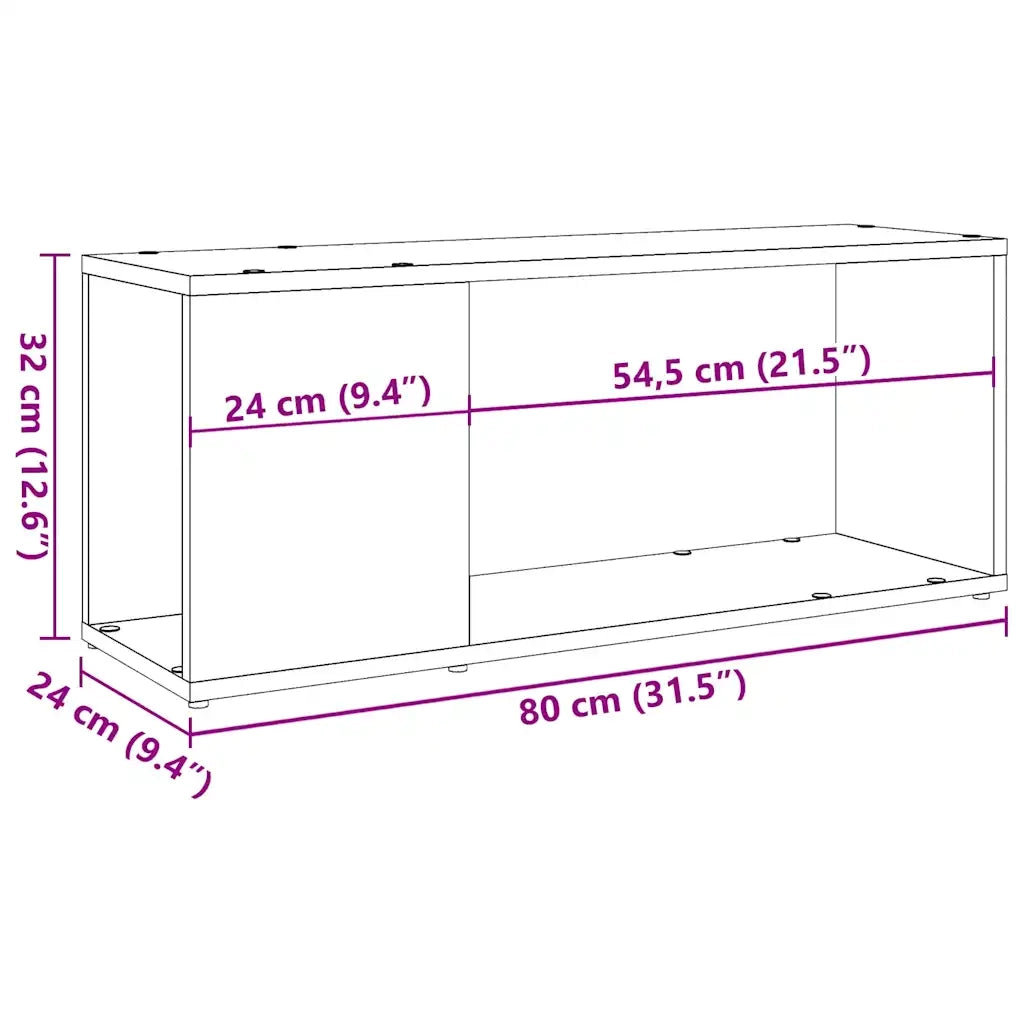 Mobile TV | Armadietto TV | Mobile Porta TV Legno Vecchio 80x24x32 cm in Legno Multistrato