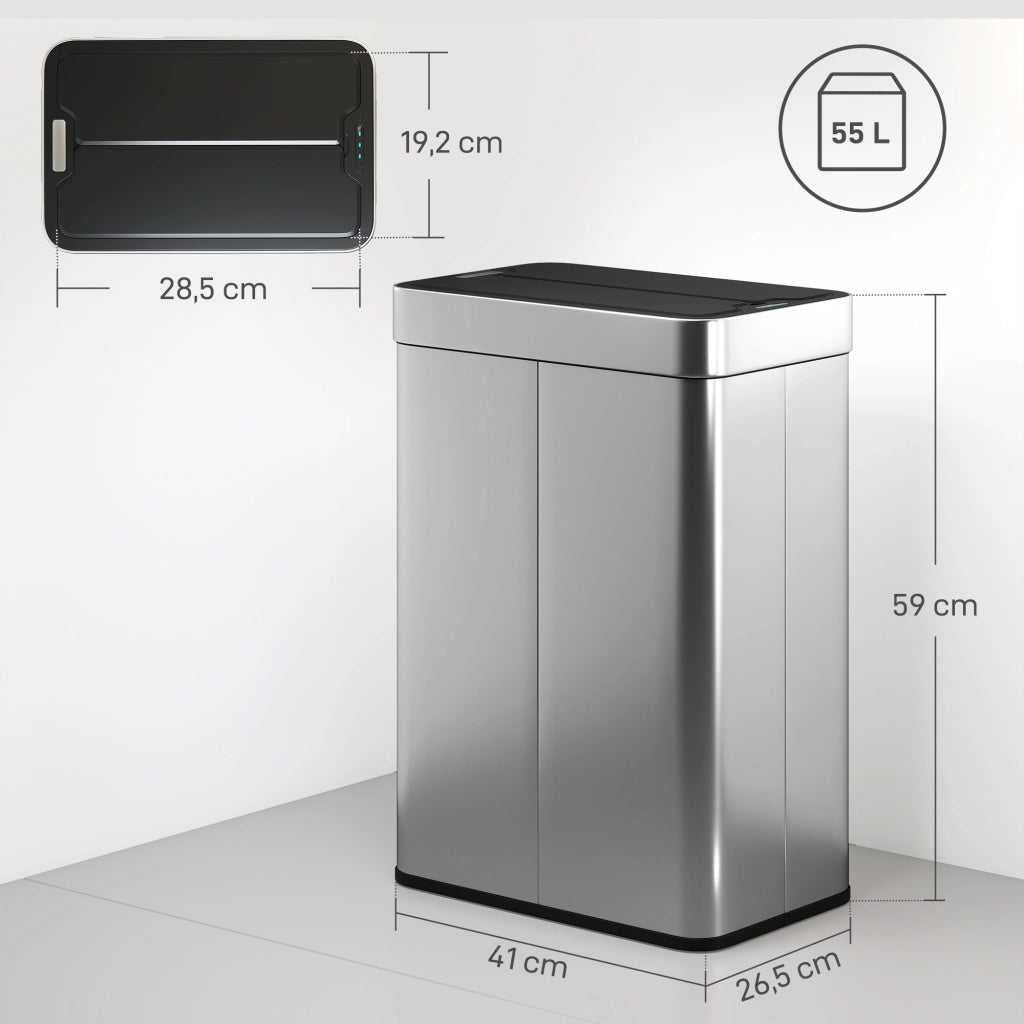 Cestino Intelligente ¨C zephmum ¨C 55 L, Apertura Automatica, Acciaio Inossidabile