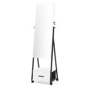 Mobile portagioie con ruote e cassetto 42 x 38 x 157 cm spazio di archiviazione ottimizzato stile moderno MDF bianco 20_0010399
