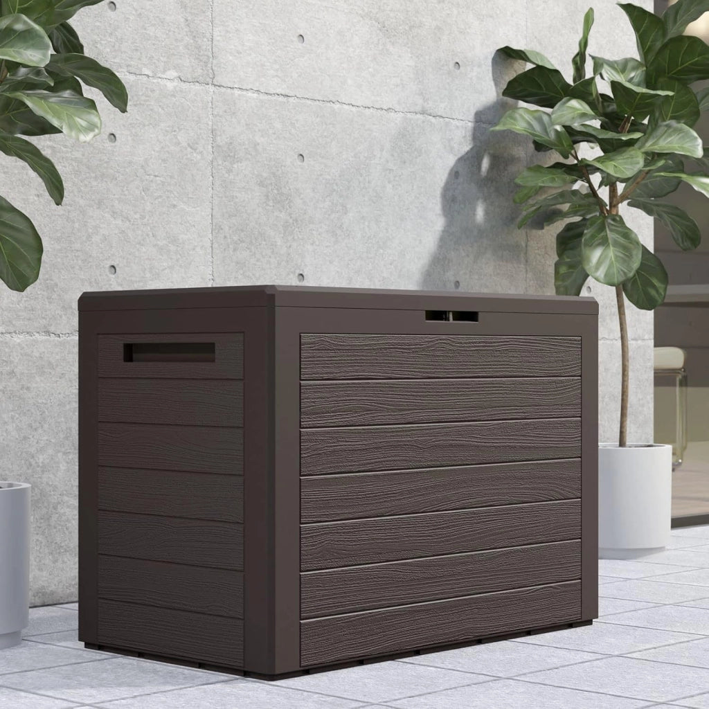 ® Baule da Giardino Lille 190 L Effetto Legno Orgenizer Box Giocattoli 78x44x55cm Multibox Impermeabile Esterni
