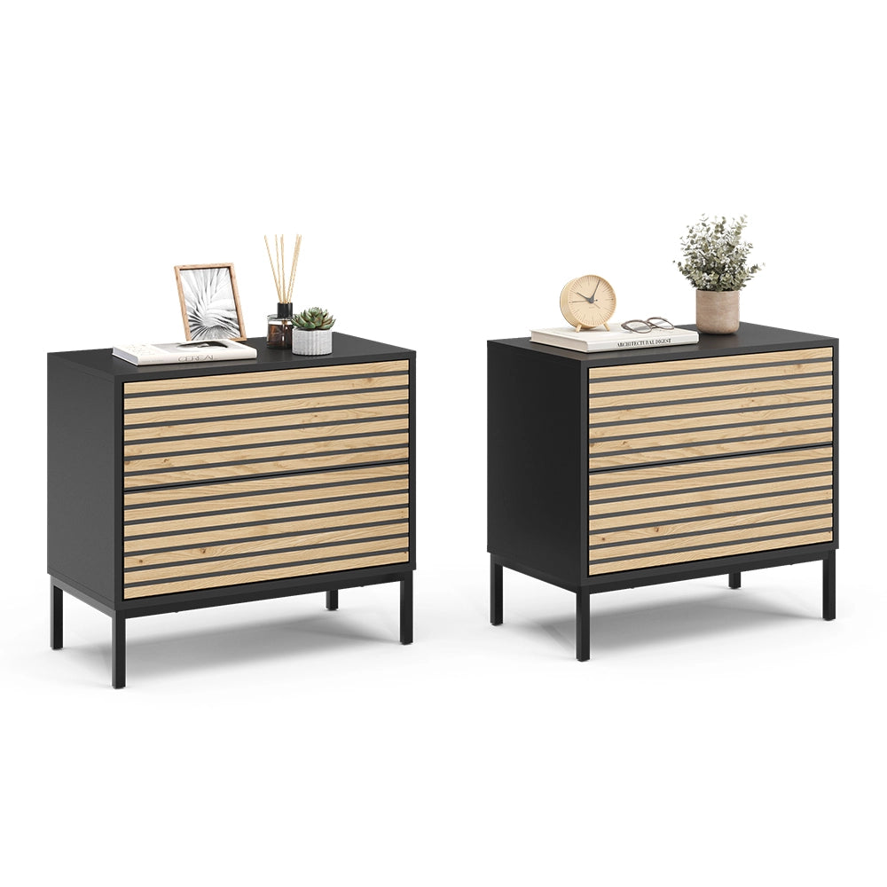 Vicco Comodino Rovere artigianale/antracite Set di 2