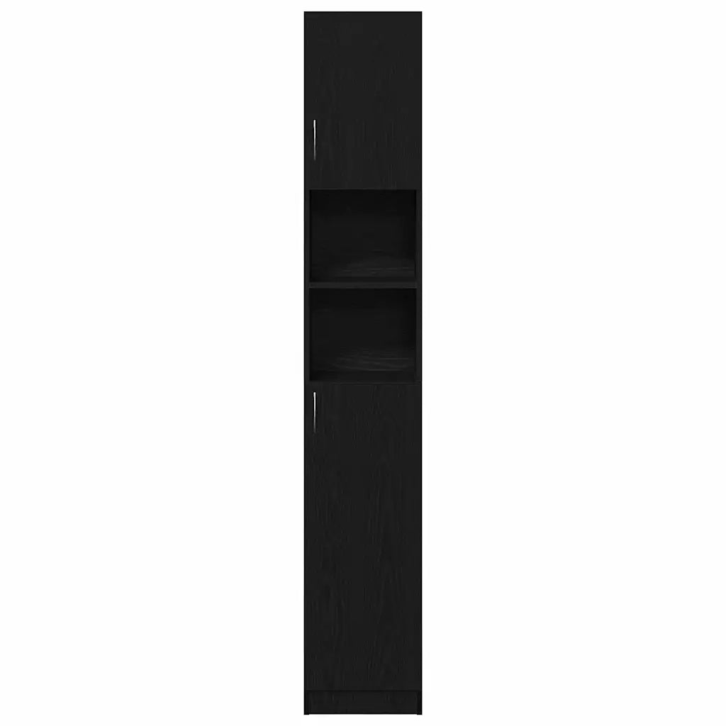 Mobile da Bagno Rovere Nero 32x25,5x190 cm in Legno Multistrato