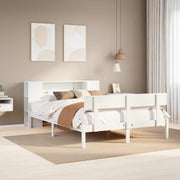 Letto Libreria senza Materasso-Struttura Letto con contenitore Bianco 140x190 cm Legno di Pino 133535