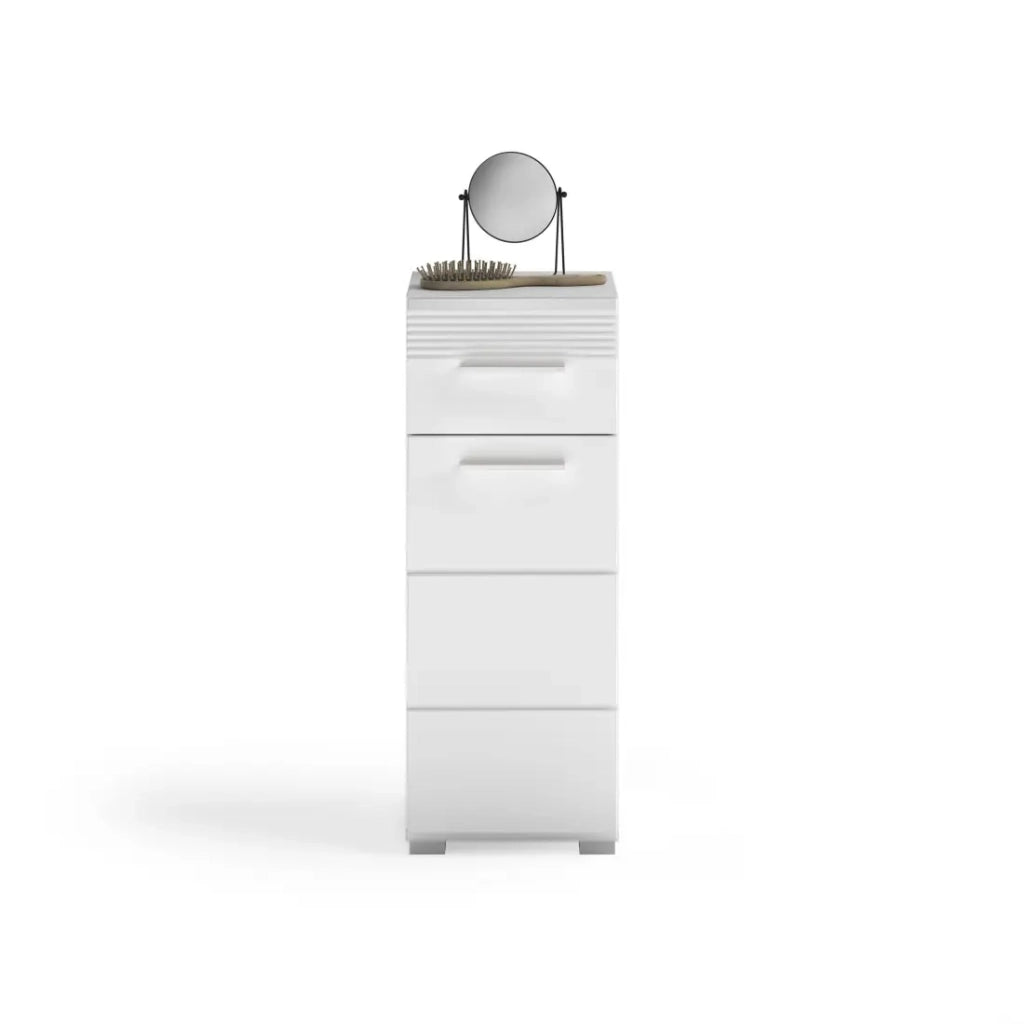 Mobile da bagno con 1 anta e 1 cassetto - Bianco Lucido - KLEANKIN