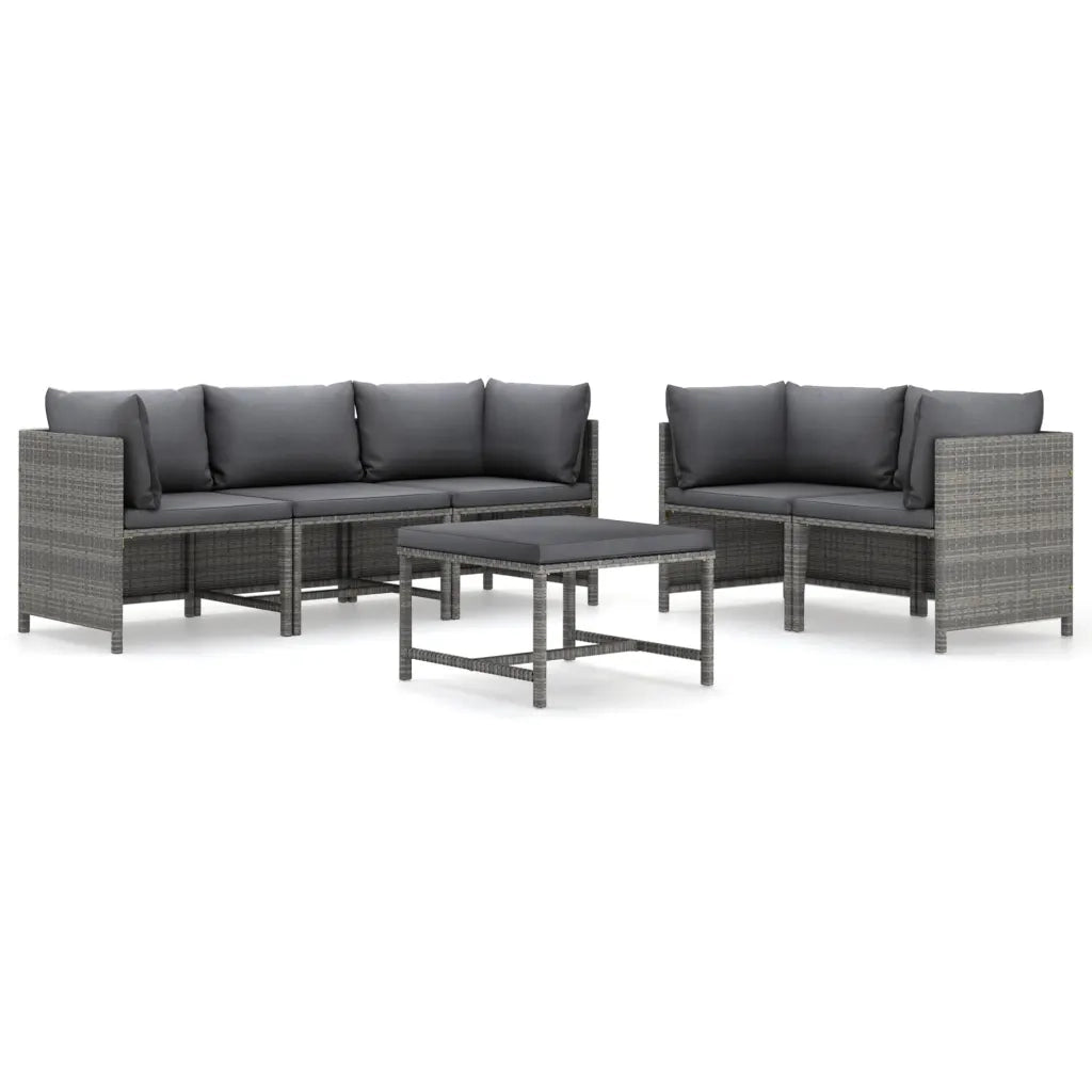 Set Divani da Giardino 6 pz con Cuscini in Polyrattan Grigio cod mxl 36225
