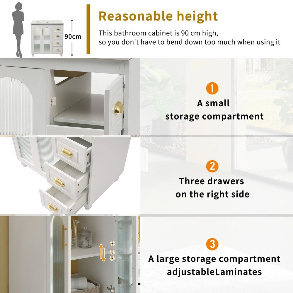 Mobile da Bagno con Lavabo in Ceramica e Sottolavabo 80 cm ¨C Xylo ¨C Bianco
