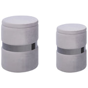 Set di 2 pouf contenitivi Poggiapiedi con rivestimento in velluto di poliestere Grigio Stile Glam