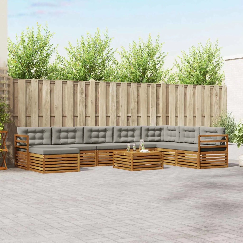 Set di divani da esterno 9 pcs Grigio Naturale e Chiaro 3373961