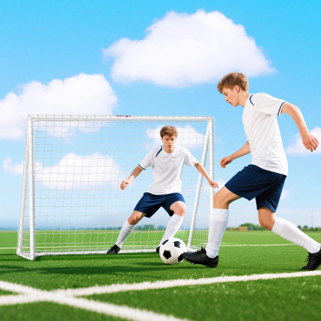 Set da calcio con rete ¨C zephmum ¨C PVC 2.4x1.8m bianco