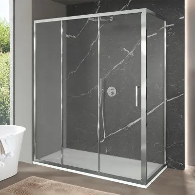 Box doccia 80x170 cm con porta scorrevole trasparente H 200 cm Ted