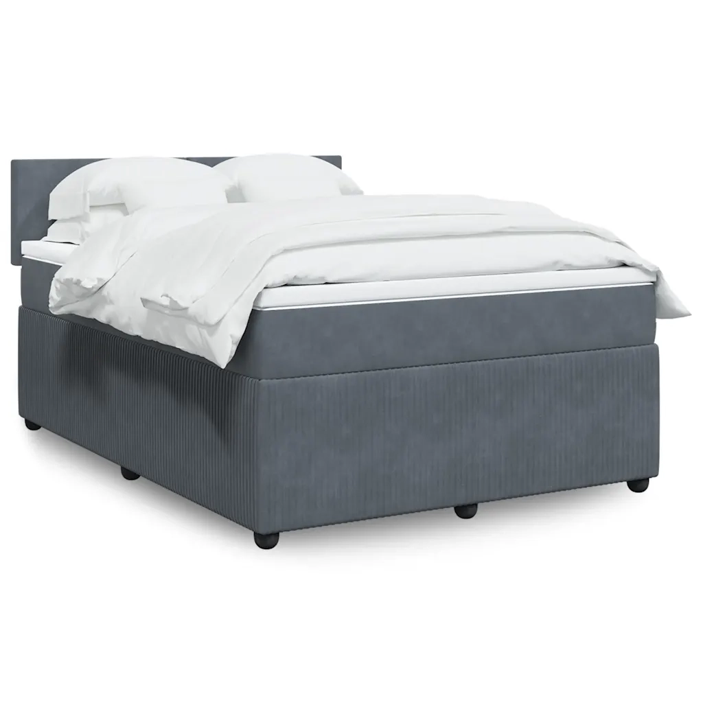 Giroletto a Molle con Materasso Grigio Scuro 140x190 cm Velluto