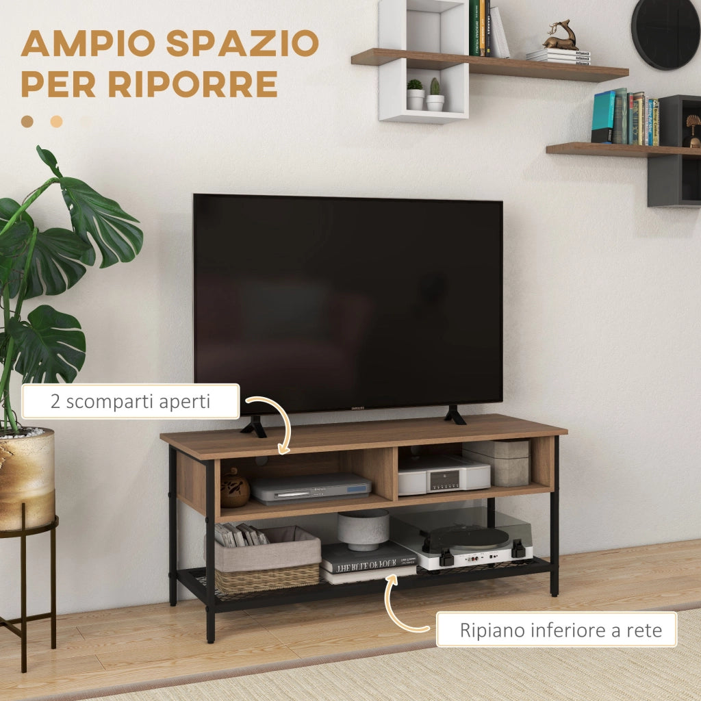 Mobile Porta TV Industriale ¨C Zephmum ¨C Legno e Acciaio Marrone Nero 110x40x48