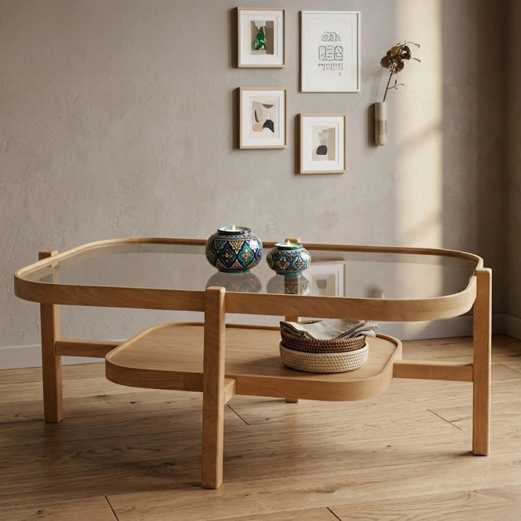 Sorbolo, Tavolino da Salotto un Vano, 110x70x48h cm Marrone Rovere