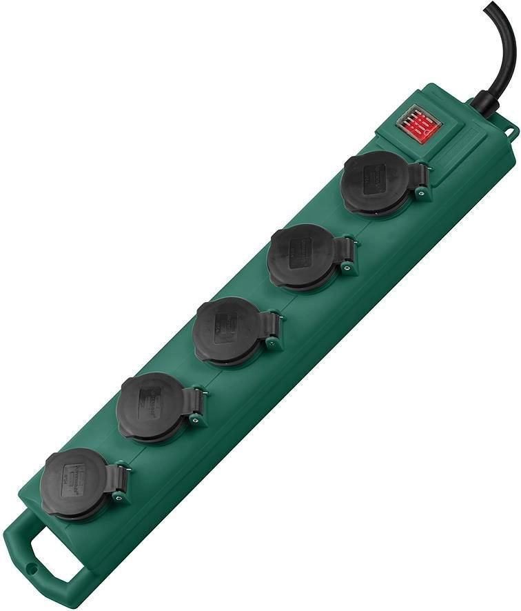 Brennenstuhl 1159910215 prolunghe e multiple 5 m 5 presa(e) AC Esterno Nero, Verde