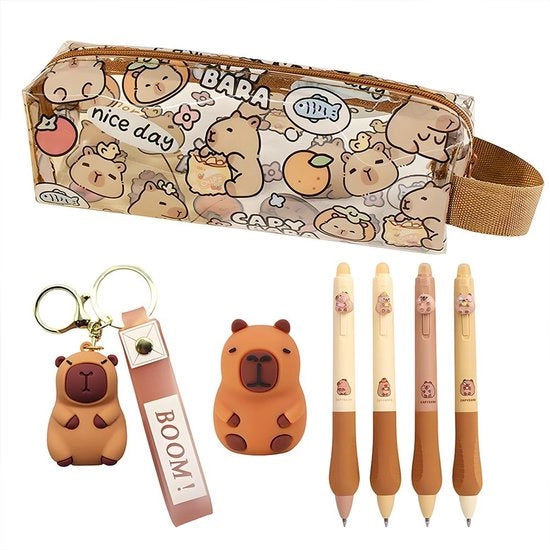 Set di cartucce per stampante con grande capacità, contenitore per oggetti Capybara, adesivi Capybara, chiave da parete (A4)