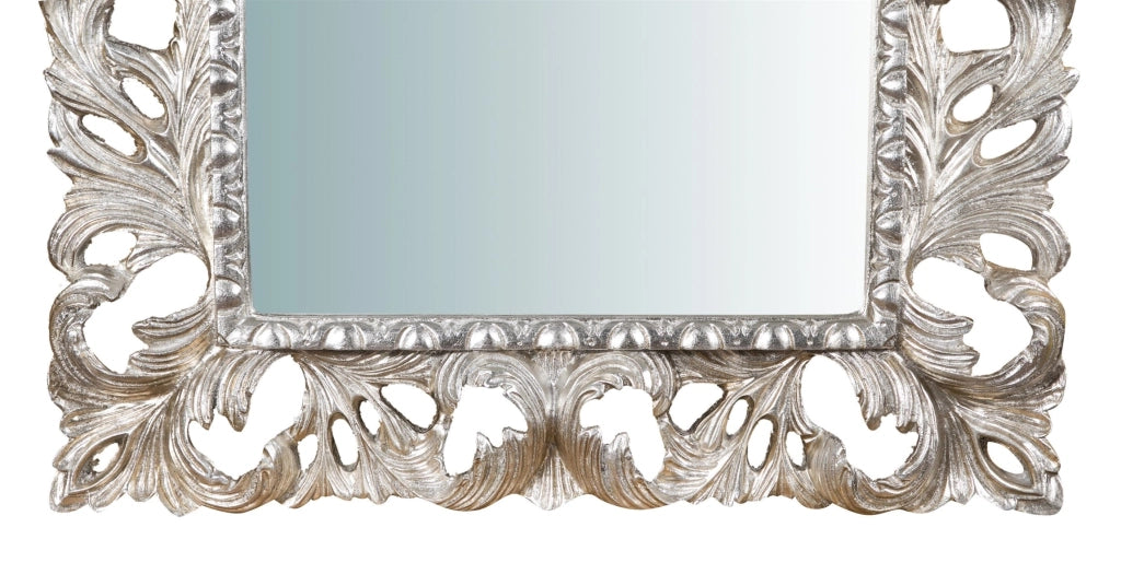 Biscottini SPECCHIERA DA PARETE IN LEGNO FINITURA FOGLIA ARGENTO L82XPR6XH101 cm Made in Italy