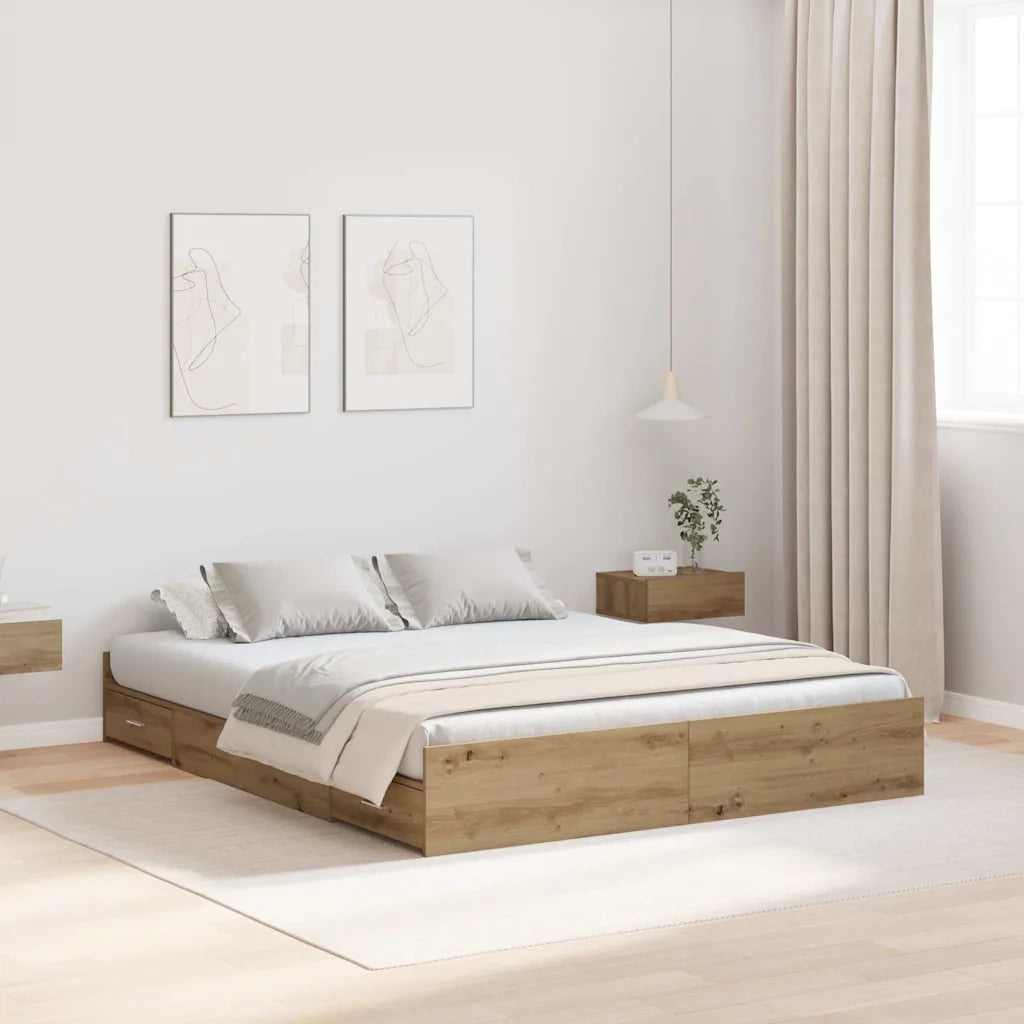 Struttura letto con contenitore Rovere artigianale 150 x 200 cm 3335292