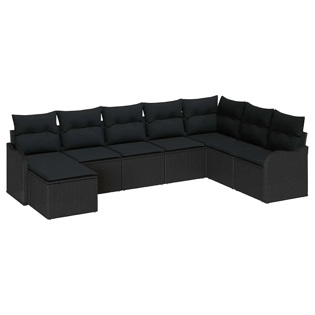 Set Divano da Giardino con cuscino 8 pcs Nero Poly Rattan 3354492
