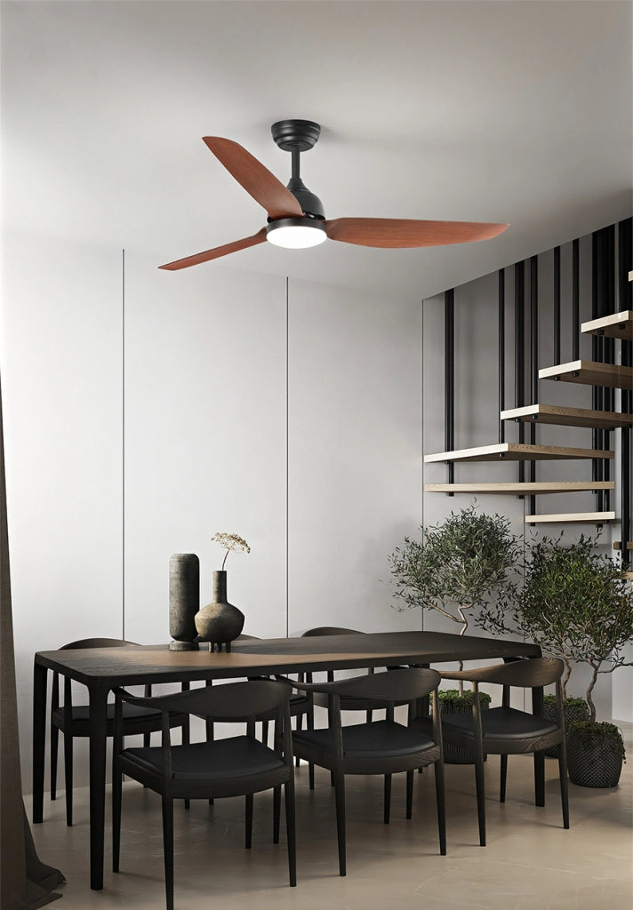 Ventilatore da Soffitto con luce Perenz 7189 N CT Nero - Ø 132 cm, 3 Pale, 6 Velocità, Motore DC 40W, Silenzioso