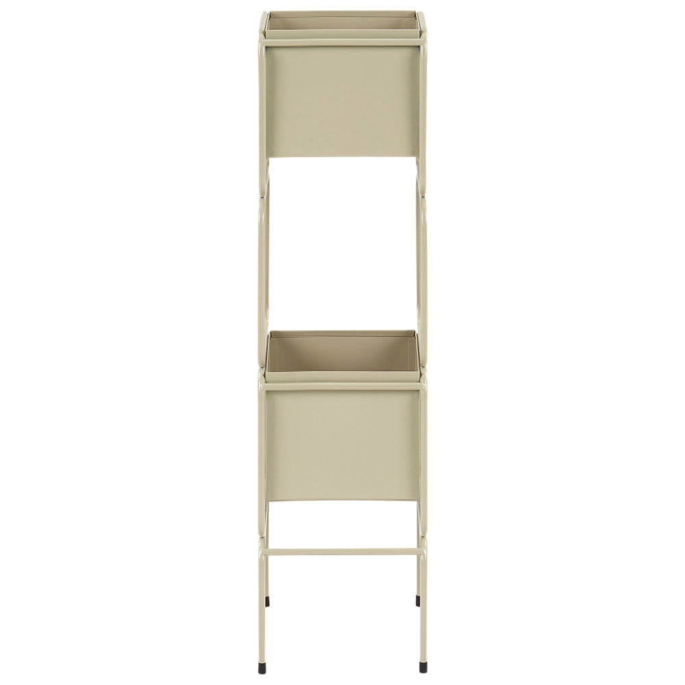 Portapiante a 2 livelli per fioriere rotonde 20 x 20 x 75 cm in metallo beige per interni ed esterni