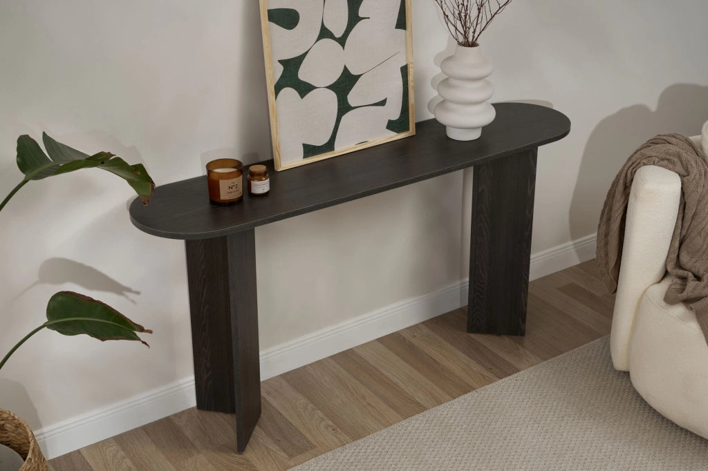 Consolle in legno "Sira" - 150 x 35 x 75 cm - Nero Chiaro