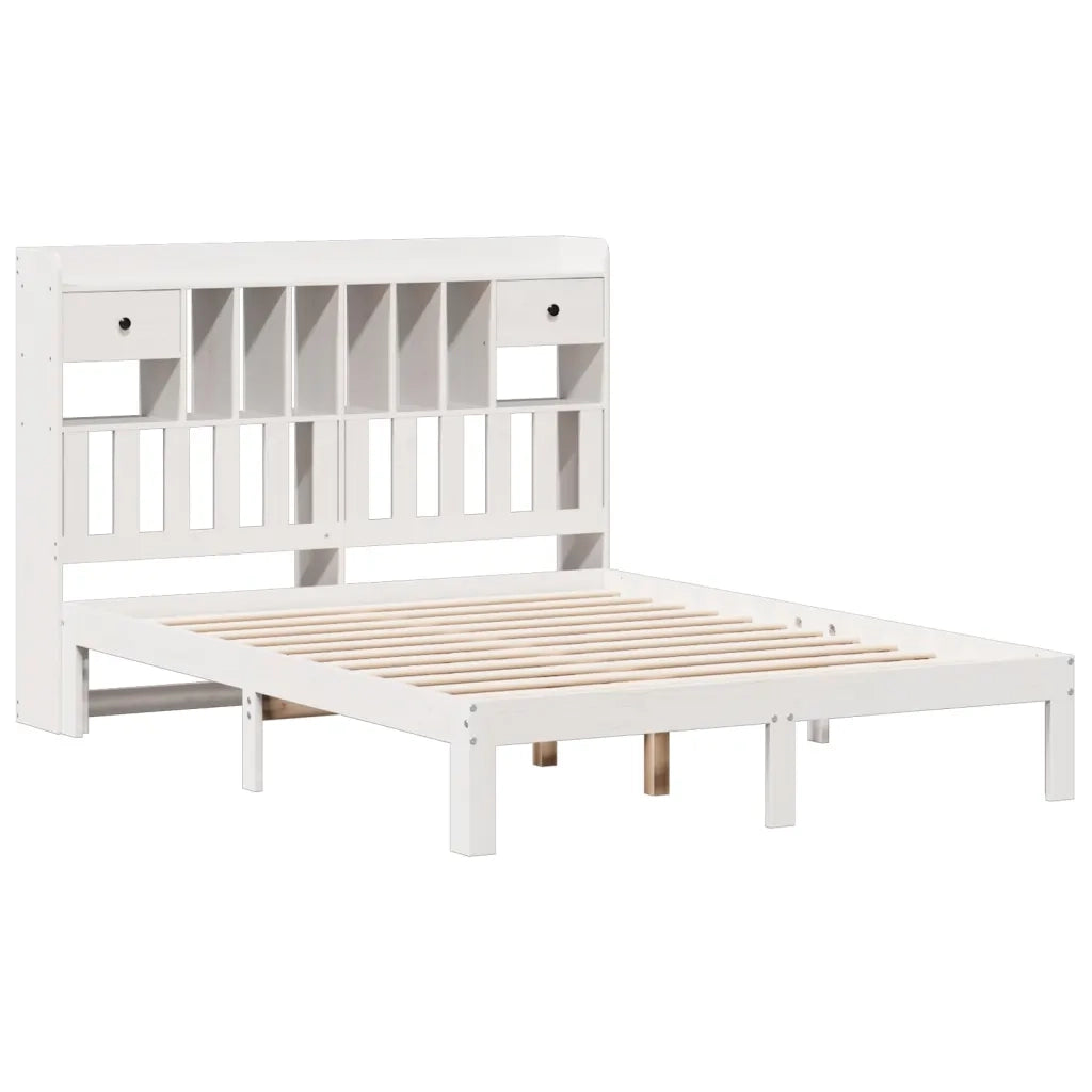 Letto Libreria senza Materasso Bianco 140x190 cm Legno di Pino 3322594