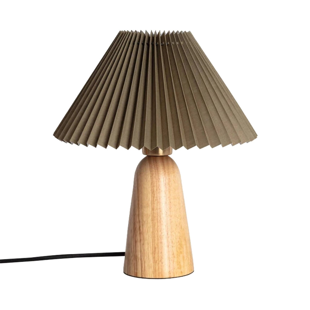 Lampada da tavolo da interno in legno e tessuto, ø 10,5 cm, verde kaki
