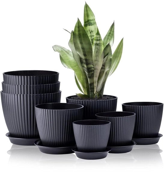 Pannelli di coltivazione con drenaggio - Decorazione moderna - 8 pezzi - Nero - Plastica