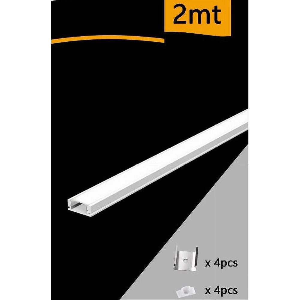 Trade Shop - Profilo In Alluminio 2 Mt Incasso Per Strip Led Con Copertura Plastica Al-03 -