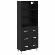 Credenza | Madia | Buffet da pranzo | Armadio da pranzo Rovere Nero 69,5 x 32,5 x 180 cm Legno multistrato