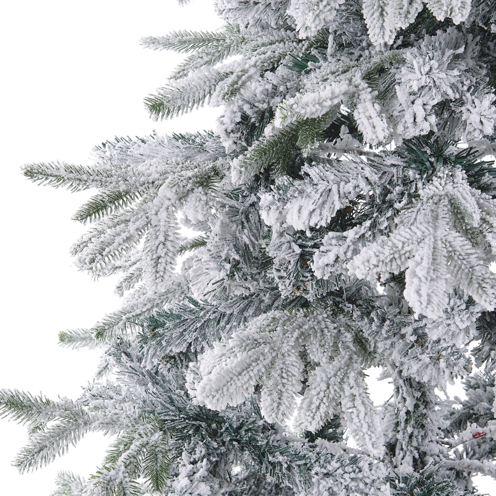 Albero di Natale Artificiale Bianco Innevato con Base in Metallo 210 cm