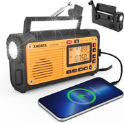 Radio di Emergenza Portatile con Alimentazione da Sole e Batteria, 3000 mAh, Allarme SOS, Riproduzione Bluetooth per Outdoor e Campeggio