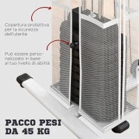 Stazione Fitness Multifunzione per Casa e Palestra con 4 Imbottiture, in Acciaio e PU, 150x110x210 cm, Bianco