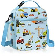 Borsa auto isolata per bambini piccoli con ruote per bambini, piccola borsa per picnic acquatica per bambini, costruzione blu