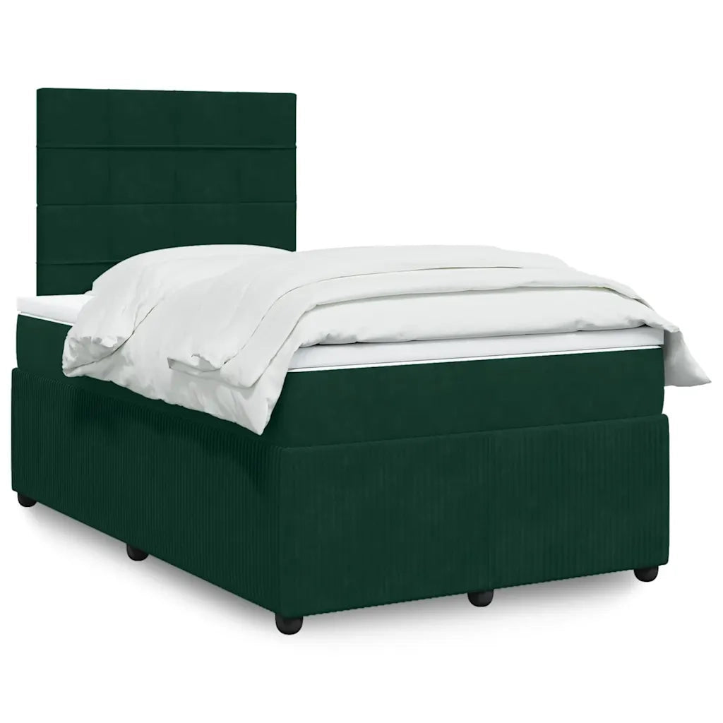 vidaXL Giroletto a Molle con Materasso Verde Scuro 120x190 cm Velluto