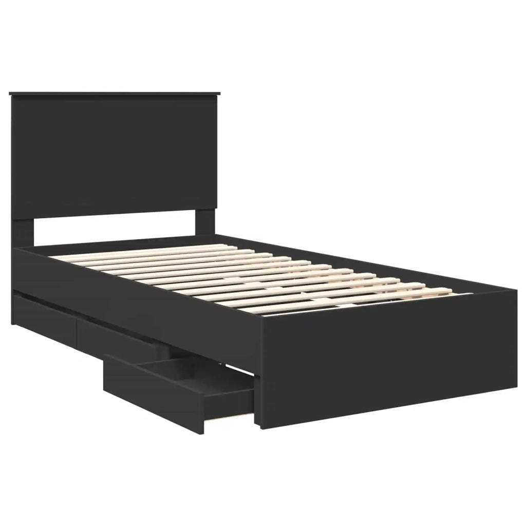 Struttura del letto-Giroletto Nero 100 x 200 cm Legno Ingegnerizzato 223840
