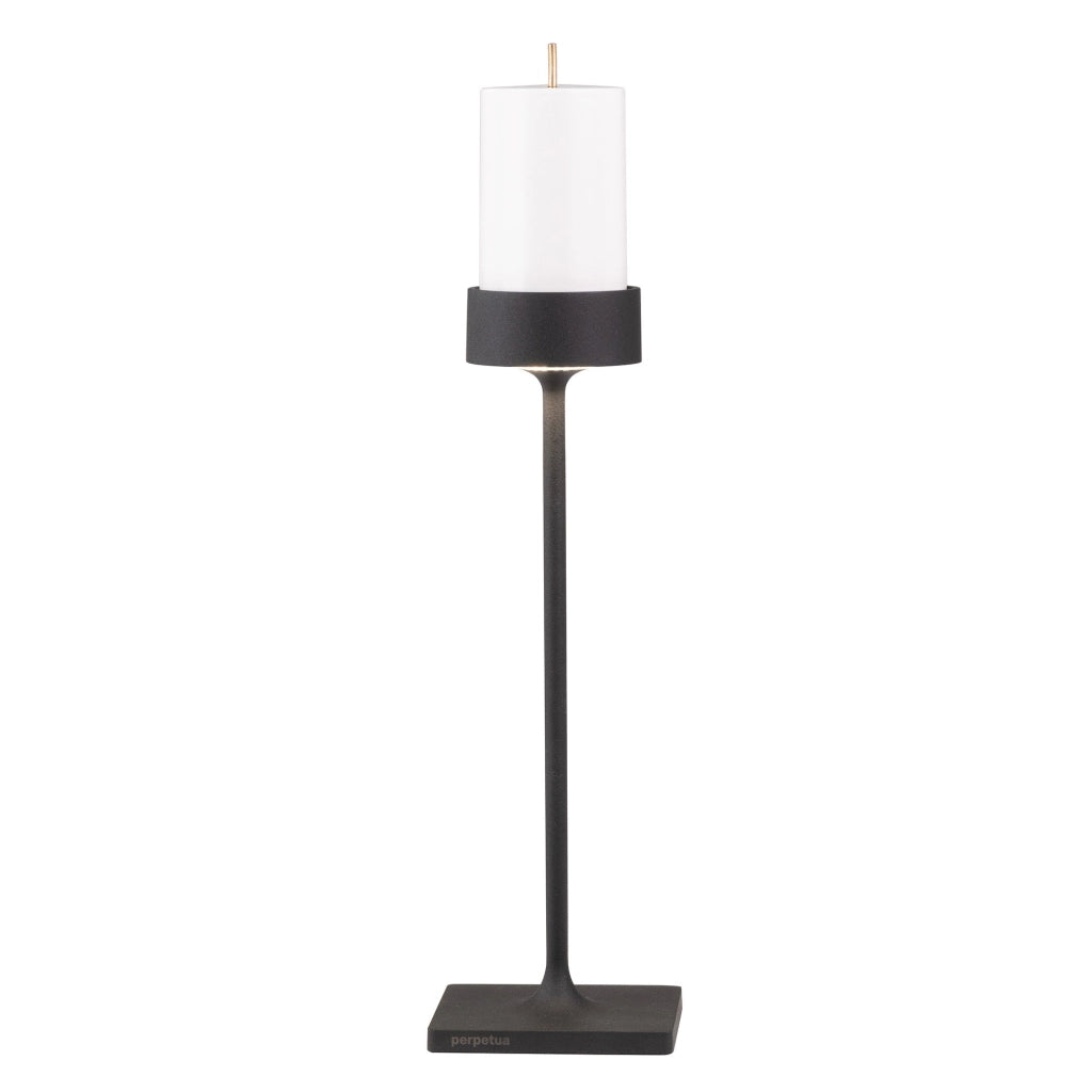 Perpetua Lampada da tavolo ricaricabile a LED senza fili, altezza elevata, design in alluminio pressofuso, colore Nero, sistema batteria modulare
