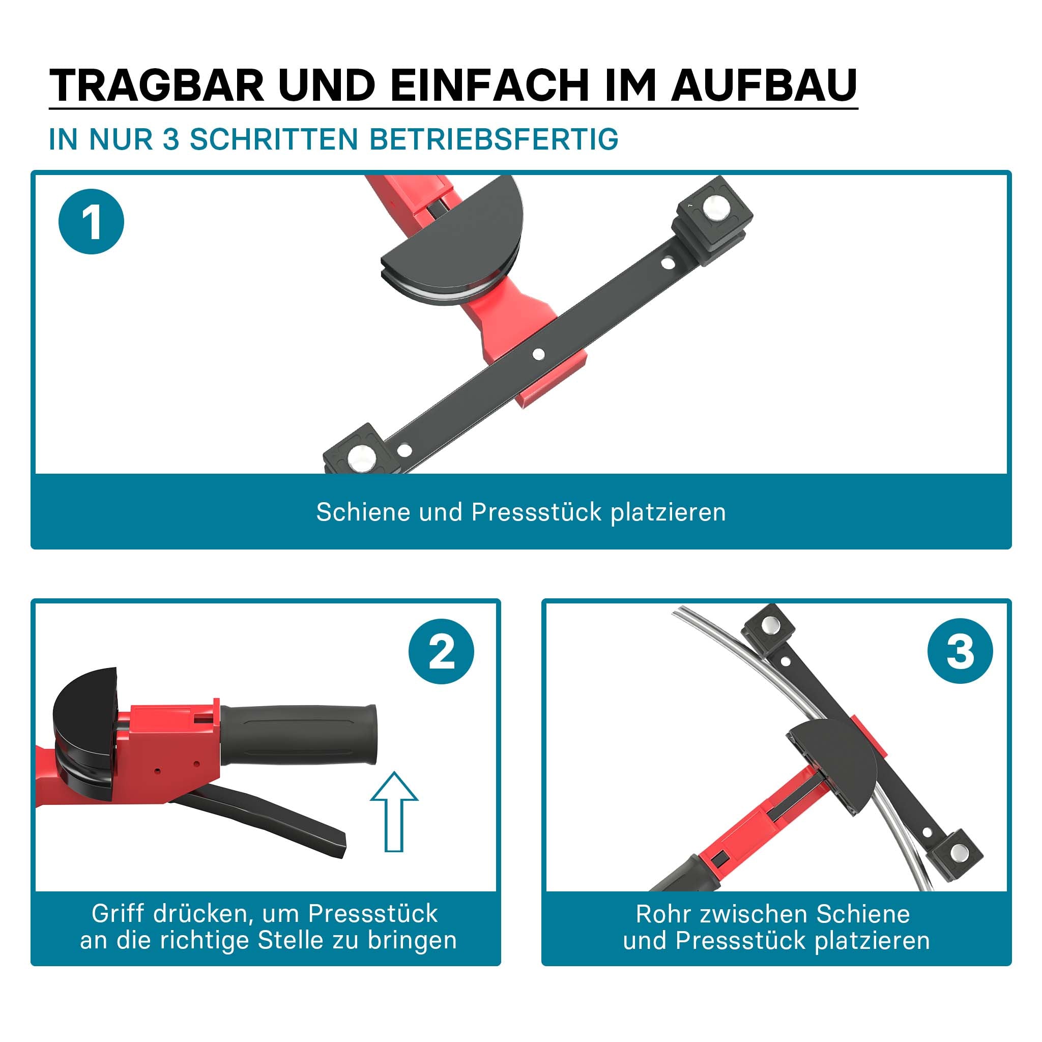 Curvatubi manuale 14-32 mm raggio di curvatura fino a 90° Utensile piegatubi