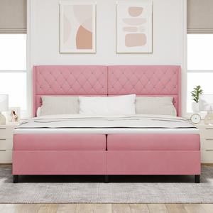 Letto Box Spring con Materasso e LED Rosa 200x200 cm Velluto