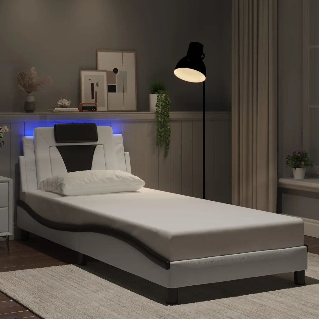 Giroletto Viana con LED senza Materasso Bianco e Nero 90x200 cm 3214000
