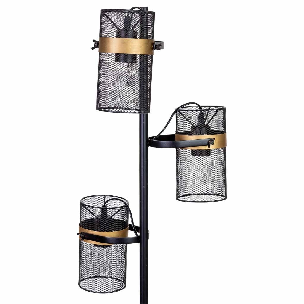 Lampada da terra in metallo nero con 3 faretti 32x32x161h cm