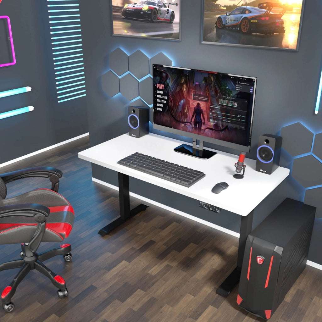 SCRIVANIA BIMOTION DESK 1S NERO OPACO BIANCO OPACO 140x70