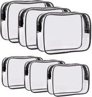 Borsa di Trucco - 6 Pezzi - PVC Transparente - Piccola/Grande - Borsa di Trucco da Viaggio - Con Chiusura a Cerniera - Facile da Pulire