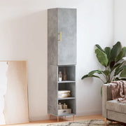 Credenza-Buffet-Armadio da cucina Grigio Cemento 34,5x34x180 cm in Legno Multistrato 876471
