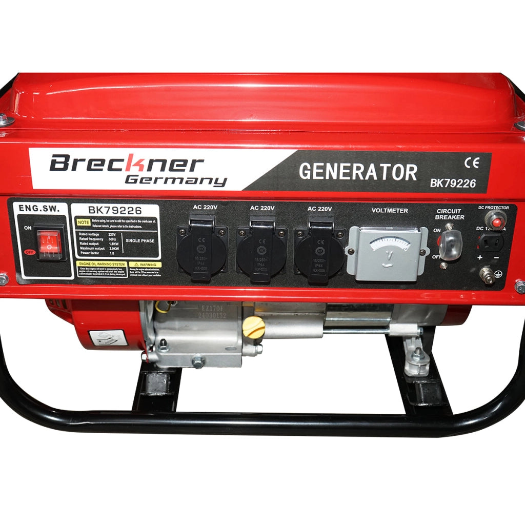 Generatore elettrico a benzina 1,8KW/220V, motore 7,5HP Breckner Germany