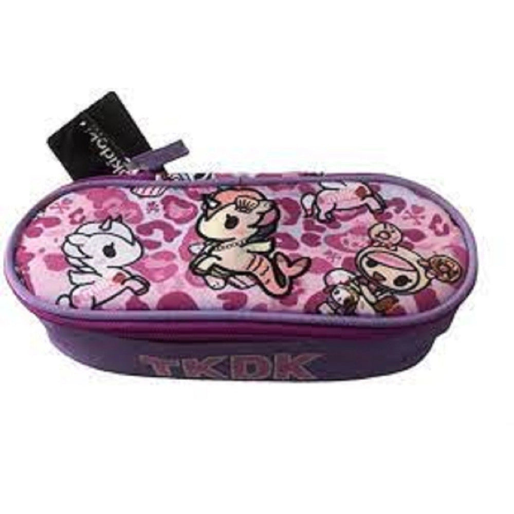 Trade Shop - Astuccio Ovale Organizzato Rosa Portapastelli Penne Accessori Scuola Per Bambine -