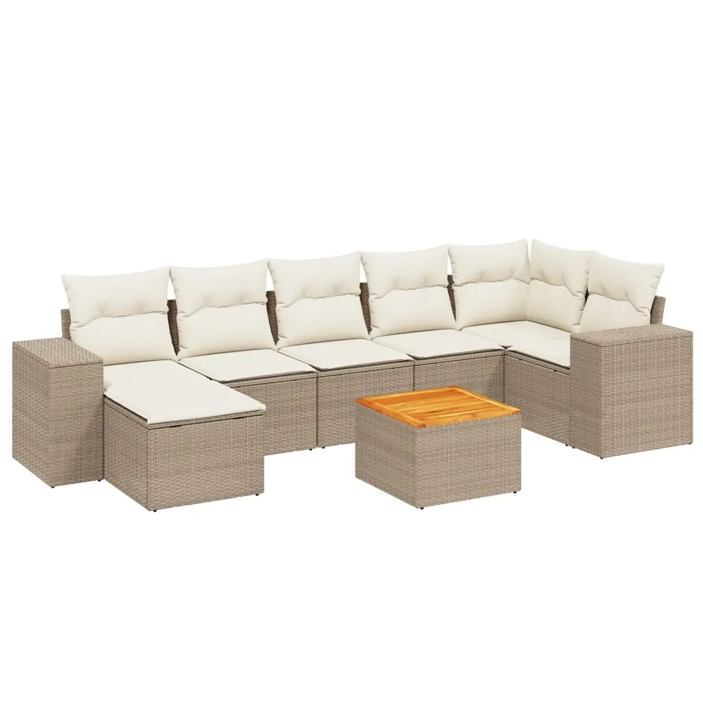 Set Divano da Giardino 8 pz con Cuscini Beige in Polyrattan 3257885