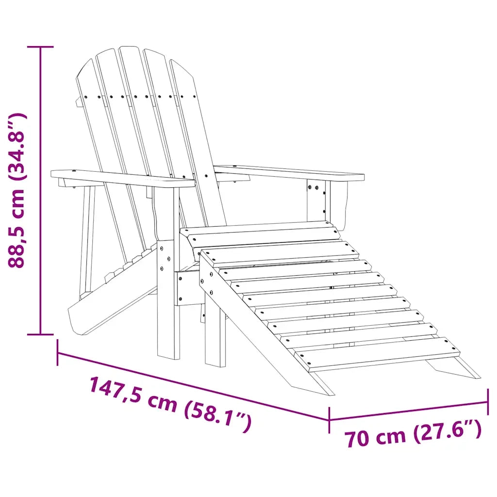 Sedia Giardino | Sedie da Esterno Adirondack con Ottomana Massello di Abete Rosa